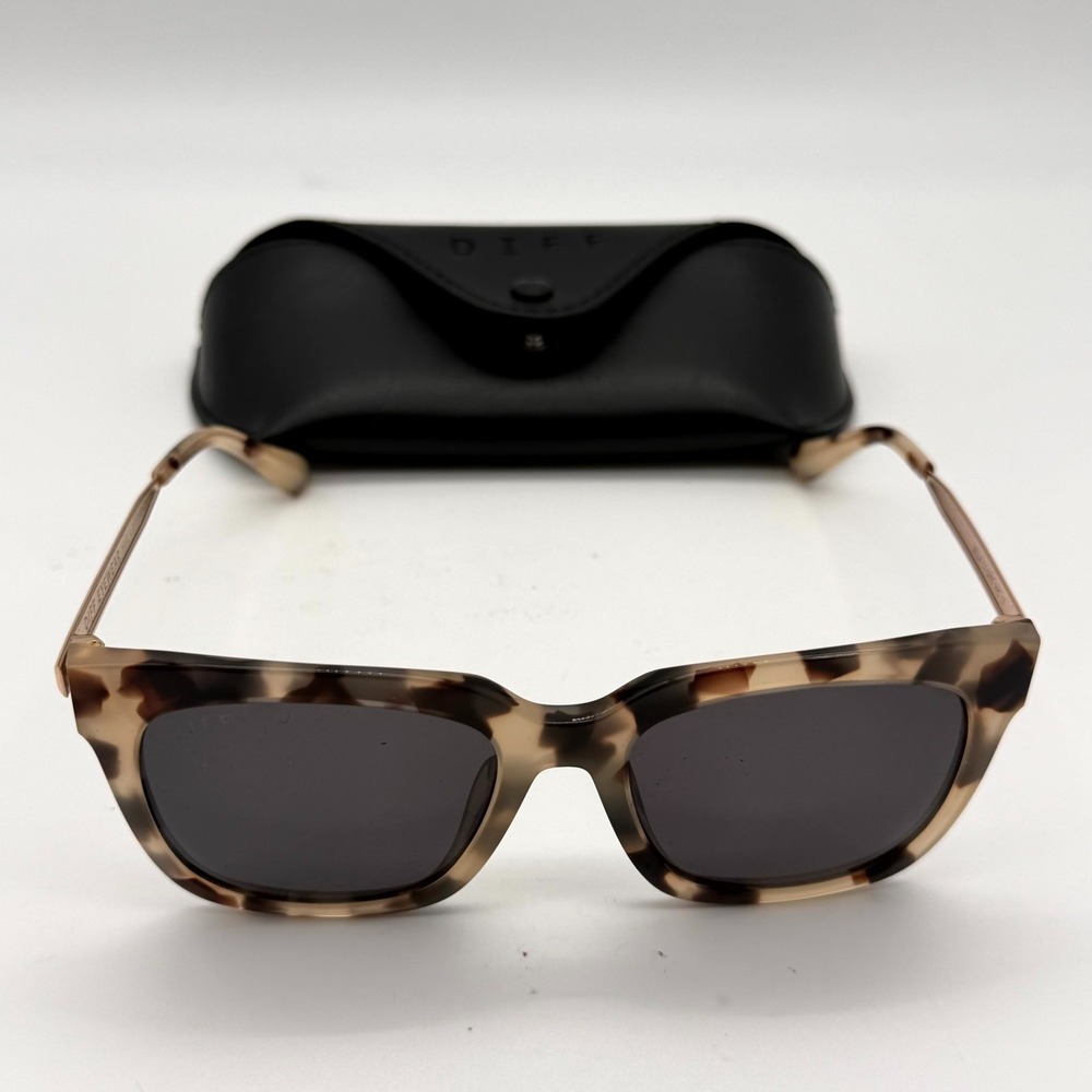 Diff Eyewear Bella CT-GR10 Cream Tortoise Gray Lens Square Full Rim Sunglasses
